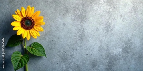 Vibrant sunflower against stark concrete, empty wall , empty space, image