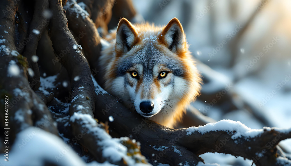 Obraz premium ファンタジーストーリー(雪どけを待ちきれない動物たち)