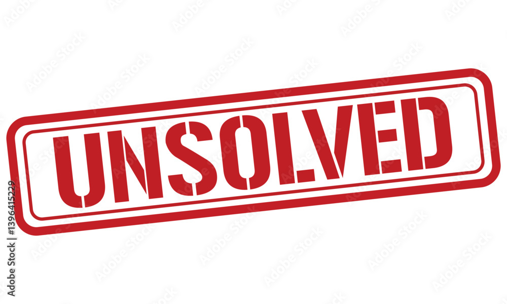 UNSOLVED red stamp text vector, rubber stamp UNSOLVED red stamp text vector, rubber stamp