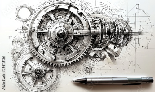 Obraz na płótnie Mechanical engineering concepts illustrated through gear designs. w salonie