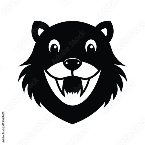 Black and white beaver head with buck teeth.eps