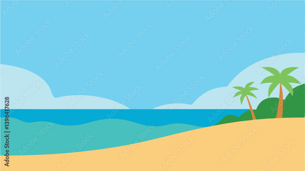 Obraz premium Beach and plam tree Background, Social media Template