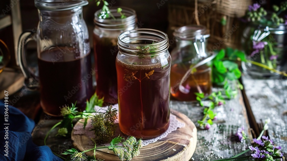 An eye - catching image features a glass filled with kvass, a traditional fermented beverage. The kvass has a deep, rich brown color, similar to that of dark beer but with a unique translucency An eye - catching image features a glass filled with kvass, a traditional fermented beverage. The kvass has a deep, rich brown color, similar to that of dark beer but with a unique translucency