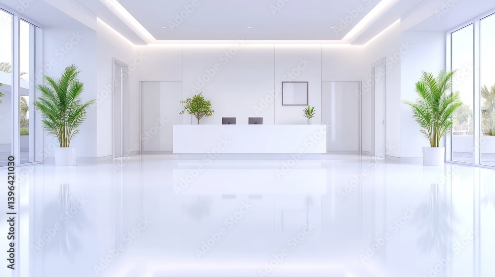 Fototapeta premium Modern Minimalist White Reception Area Design