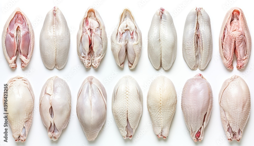 Fototapeta premium Raw chicken breasts, various cuts