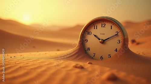 Surreal Melting Clock in Desert Time