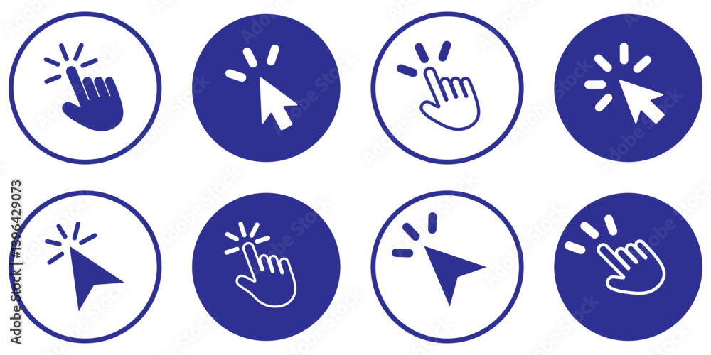 Computer mouse click cursor. Load symbol. Pointer cursor and loading icon. Cursors icons click set. Clicking cursor, pointing hand clicks icons. Variety Design. Computer mouse click cursor. Load symbol. Pointer cursor and loading icon. Cursors icons click set. Clicking cursor, pointing hand clicks icons. Variety Design.