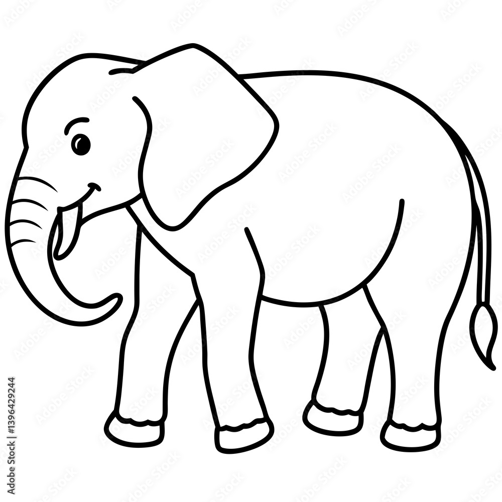 Minimal Elephant Vector Illustration on White Background Minimal Elephant Vector Illustration on White Background
