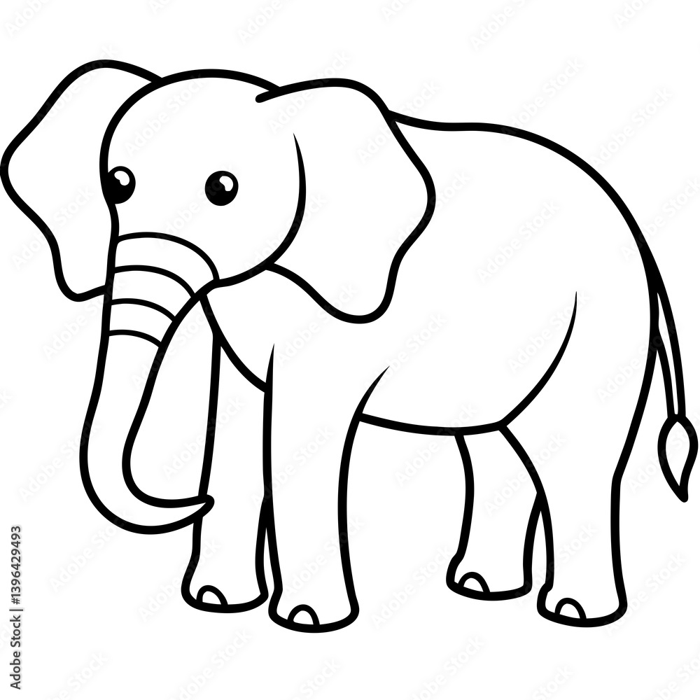 Minimal Elephant Vector Illustration on White Background Minimal Elephant Vector Illustration on White Background