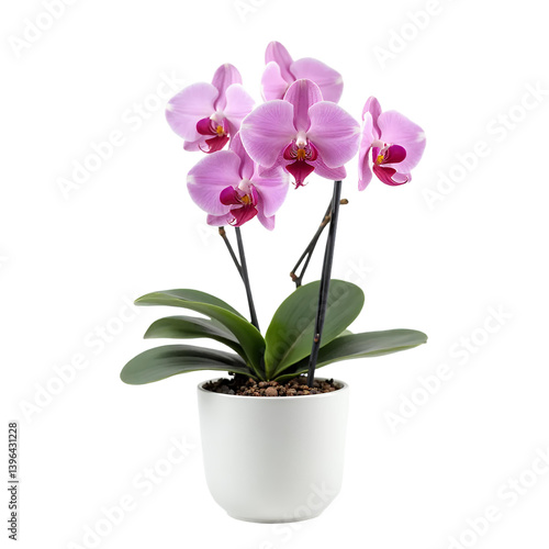 Pink-Orchid-Plant-White-Pot-Indoor-Flower-Home-Decor