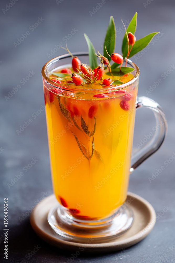 Refreshing sea buckthorn citrus tonic with goji berries Refreshing sea buckthorn citrus tonic with goji berries