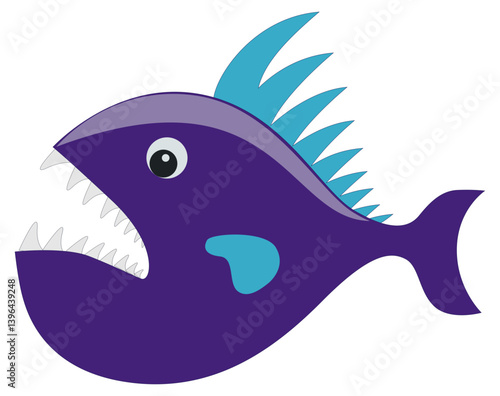 Vector cartoon ocean fish of colorful monster fish