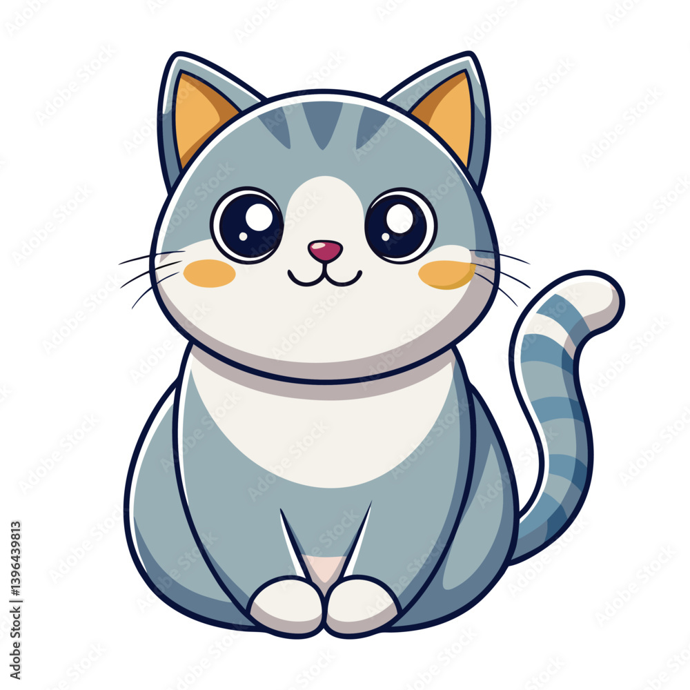 Fototapeta premium Cute kitten sitting on white background