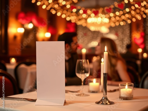 White blank restaurant menu form on restaurant table background
