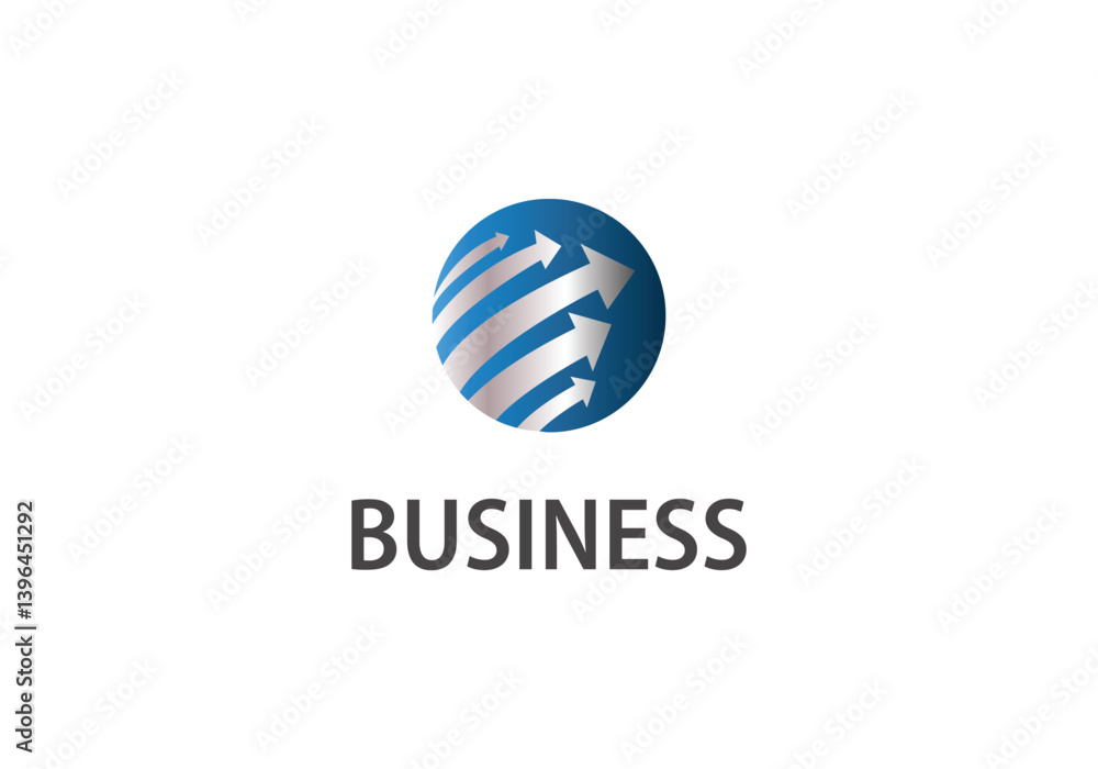 Business Logo with Global Symbol and Arrows for Corporate Branding Business Logo with Global Symbol and Arrows for Corporate Branding
