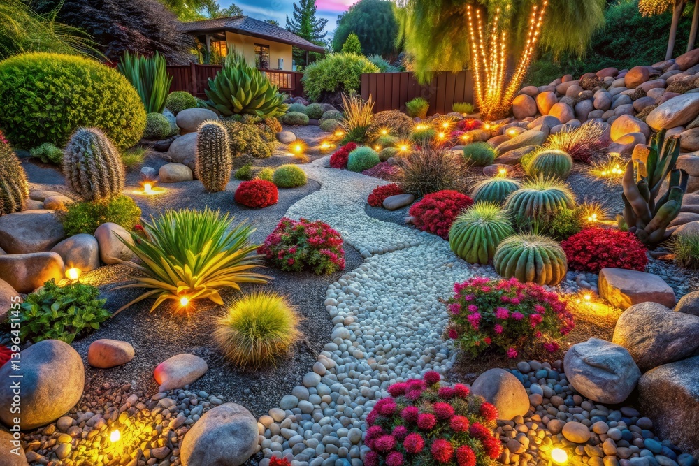 Illuminated Desert Garden Landscape Illuminated Desert Garden Landscape
