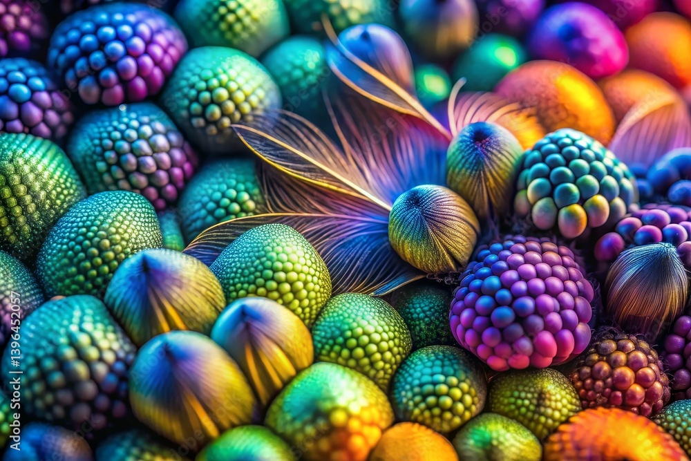 Colorful Textured Spheres and Feathers Colorful Textured Spheres and Feathers