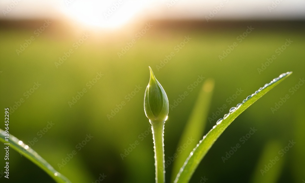 비옥한땅에서 피어오르는 새싹 이슬이 맺혀있다.