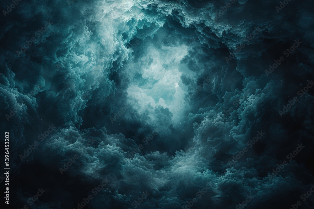Fototapeta premium Mysterious swirling clouds in shades of blue and black.