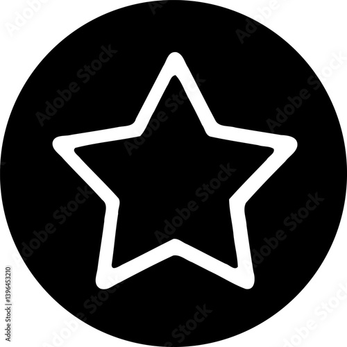 Minimalist star icon within a black circle, representing quality and favorites