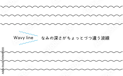 Wavy line-1　テキスト周りで使える波線のアンダーライン。シンプルな下線のあしらいセット。