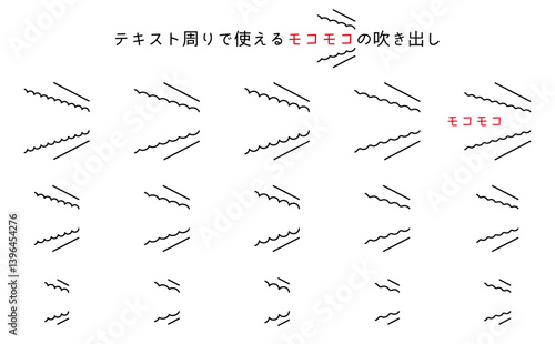 Wavy line-7　テキスト周りで使えるふき出し、波線のあしらい。強調線の吹き出し。シンプルなあしらいセット。