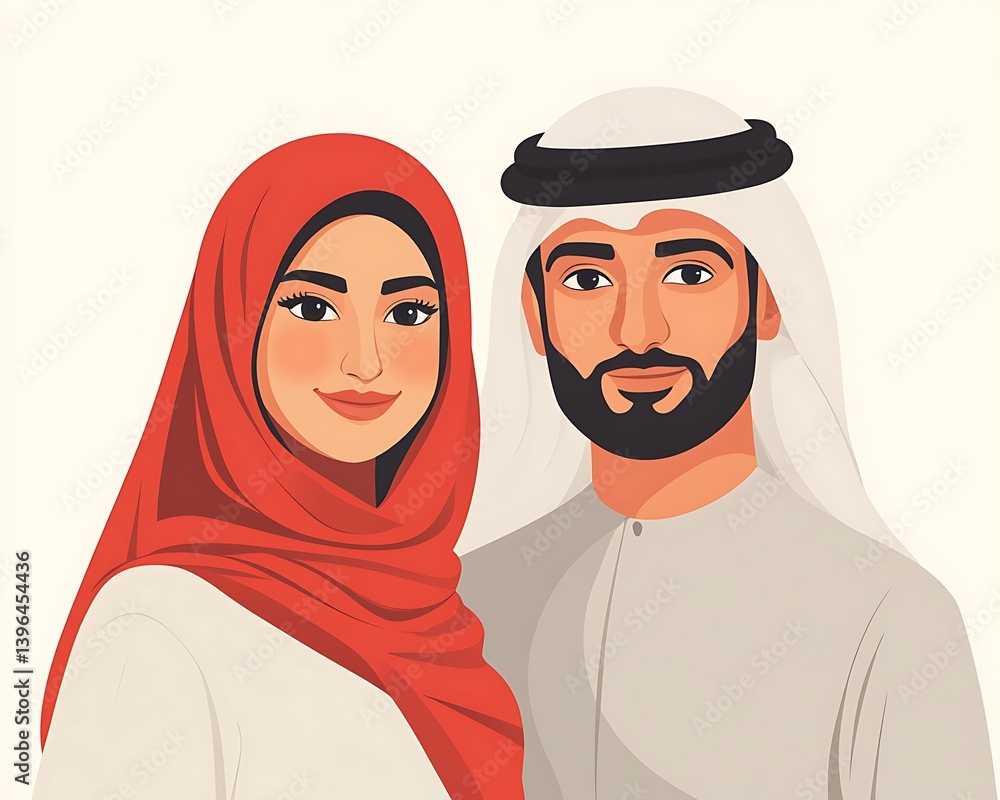 Couple in Traditional Arab Attire Couple in Traditional Arab Attire