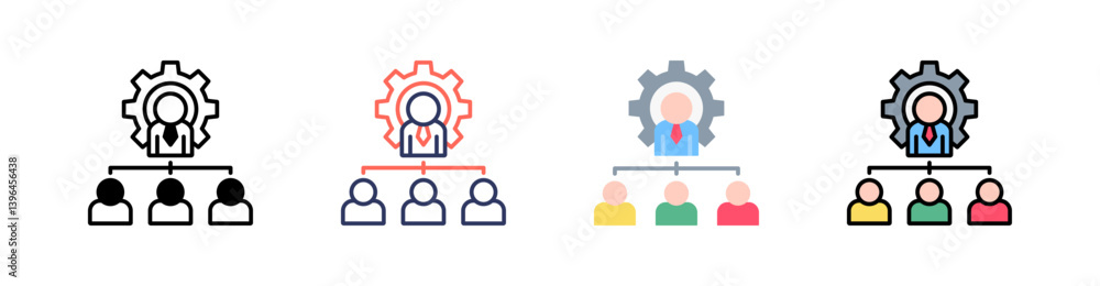 Project Team Multi Style Icon Set Vector Project Team Multi Style Icon Set Vector
