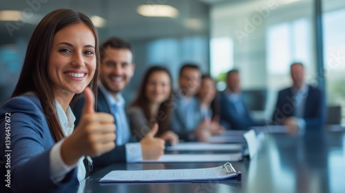 Wallpaper Mural Smiling Businesswoman Leading a Team in a Modern Office Torontodigital.ca
