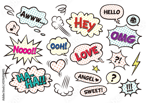 Colorful Comic Speech Bubbles and Elements