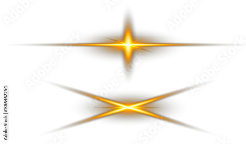 artificial yellow soft light burst effect. Shining sun glare rays, glow light effect, Random Star burst isolated on transparent background sun rays