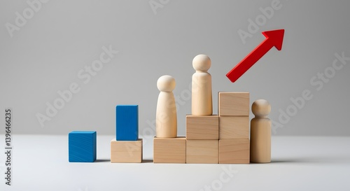 Obraz na płótnie Strategic cooperation. Synergy and trust, Wooden figurines, abstract shapes, red and blue colors,Achieve success by working as a team. leadership and mutual support. Effective communication w salonie