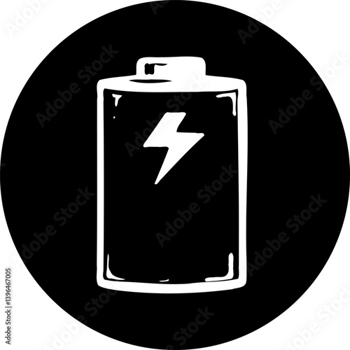 Battery emblem concept illustration on dark background providing energy solution