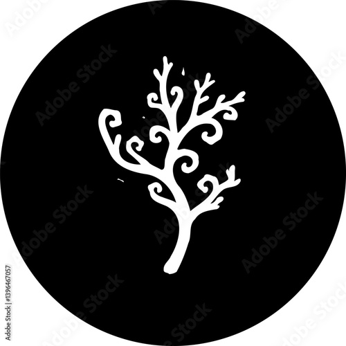 Stylized arboreal form against a stark backdrop evoking natural minimalism