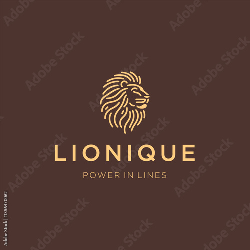 Lion Line Art Logo – Minimalist lion face in elegant line style symbolizing strength.