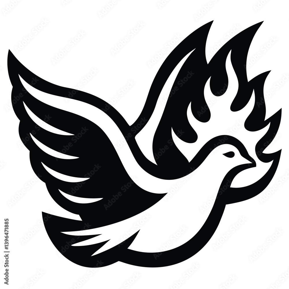 Fototapeta premium clean dove with flame details