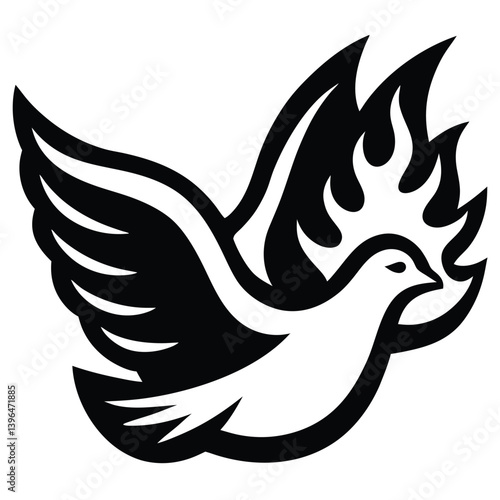 clean dove with flame details