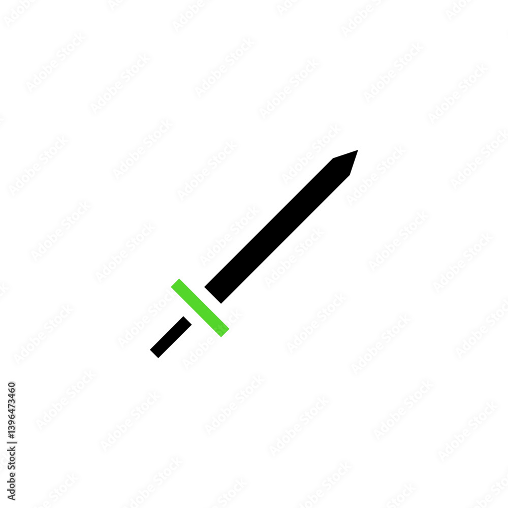 Minimalist Green Hilted Sword on Plain Background Minimalist Green Hilted Sword on Plain Background