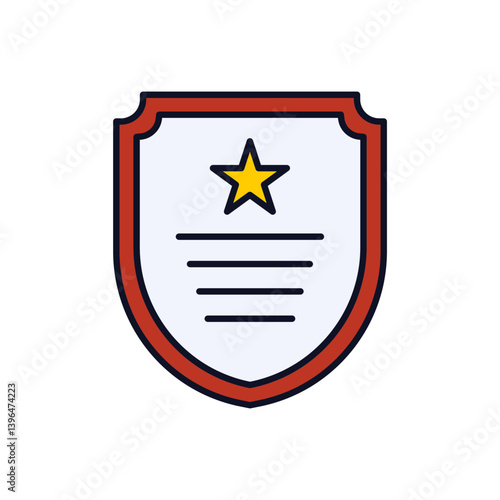 Shield Award Vector with Star for Recognition and Achievement Designs. A badge emblem vector perfect for certifications, events, or success graphics