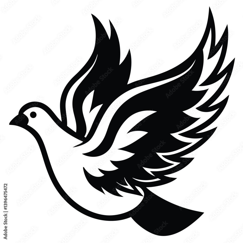 Obraz premium religious dove with flames design