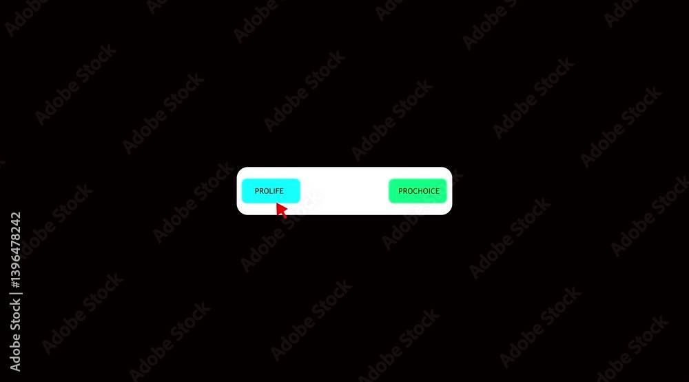 Cursor Choosing Prolife or Prochoice illustrating a value and decision-making concept on a black background Cursor Choosing Prolife or Prochoice illustrating a value and decision-making concept on a black background