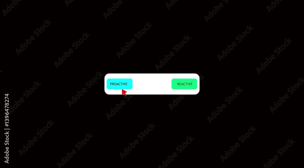 Cursor Choosing Proactive or Reactive illustrating a value and decision-making concept on a black background Cursor Choosing Proactive or Reactive illustrating a value and decision-making concept on a black background