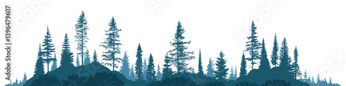 Silhouette of a forest, isolated on white background, vector illustration