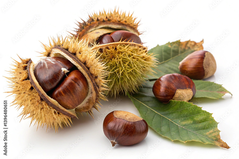Fresh chestnuts isolated on white background. A collection of fresh chestnuts isolated on white, perfect for autumn, fall season, and healthy food photography Fresh chestnuts isolated on white background. A collection of fresh chestnuts isolated on white, perfect for autumn, fall season, and healthy food photography