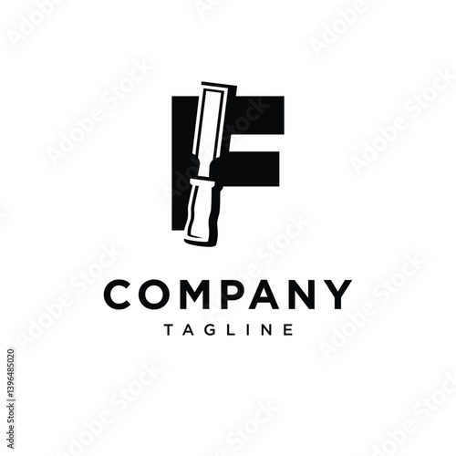 Letter F Chisel Logo Icon Vector