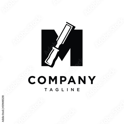 Letter M Chisel Logo Icon Vector