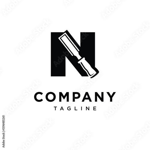 Letter N Chisel Logo Icon Vector