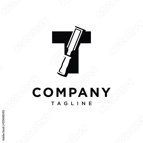 Letter T Chisel Logo Icon Vector