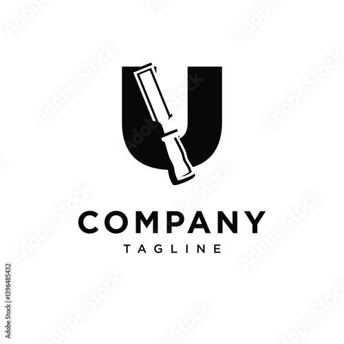 Letter U Chisel Logo Icon Vector