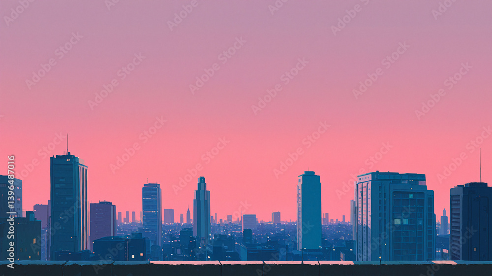 Fototapeta premium city skyline in dusk
